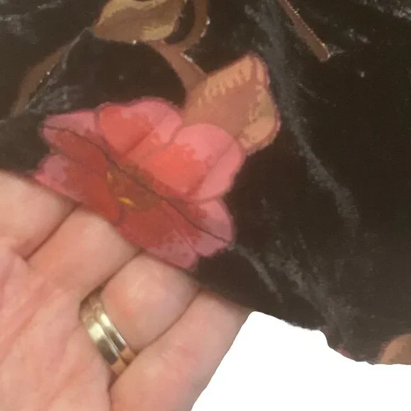 JESSICA HOWARD Black Velvet Burnout Floral‎ Balloon Sleeve Dress 90s Y2K 12 - Picture 5 of 16